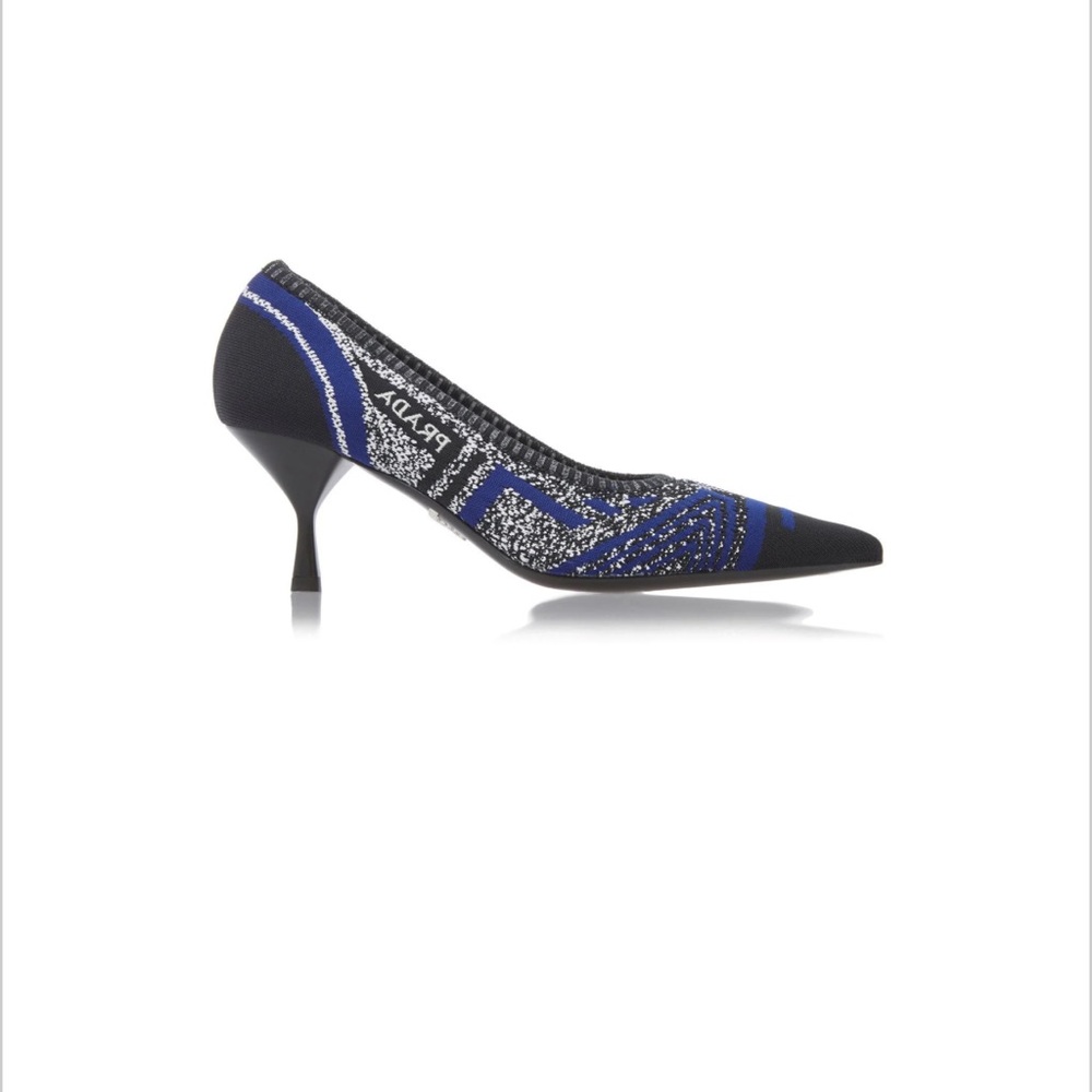 Prada Black and Blue Patterned Heels